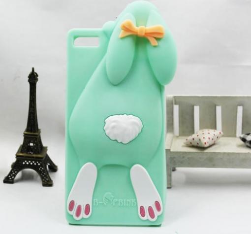 Силиконов калъф / гръб / TPU 3D за Huawei Ascend P8 / Huawei P8 - заек / светло зелен