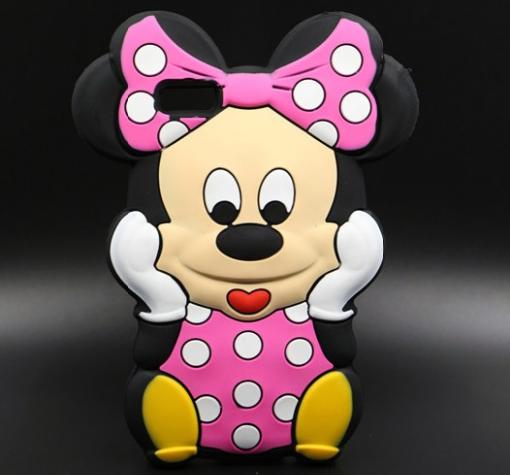 Силиконов калъф / гръб / TPU 3D за Huawei Ascend P8 Lite / Huawei P8 Lite - черен с розово / Minnie mouse