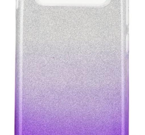 Силиконов калъф / гръб / TPU за Samsung Galaxy S10 - преливащ / сребристо и лилаво / брокат