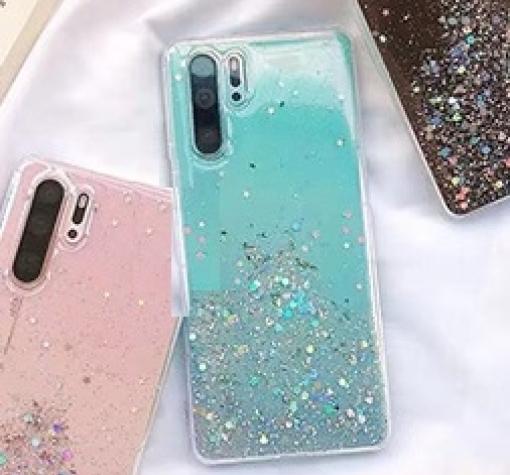 Силиконов калъф / гръб / TPU за Huawei P30 Lite - брокат / мента — снимка 2