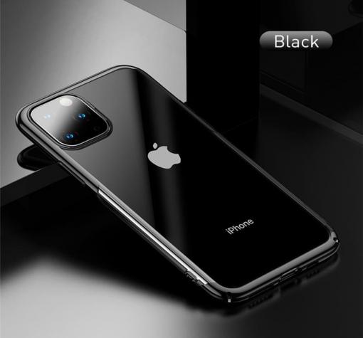 Луксозен твърд гръб Baseus Glitter Clear Case за Apple iPhone 11 6.1 - прозрачен / черен кант
