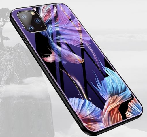 Луксозен стъклен твърд гръб за Apple iPhone 11 6.1'' - риби