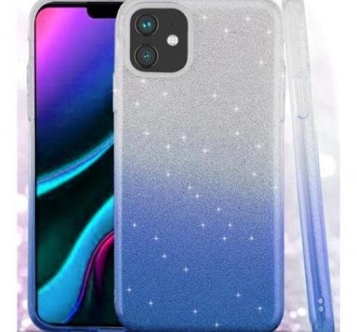 Силиконов калъф / гръб / TPU за Apple iPhone 12 Mini 5.4'' - преливащ / сребристо и синьо / брокат