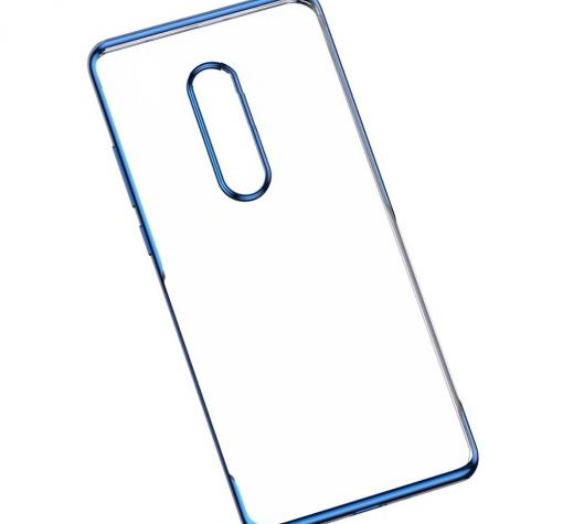 Луксозен силиконов калъф / гръб / TPU за Xiaomi Redmi 8 - прозрачен / син кант