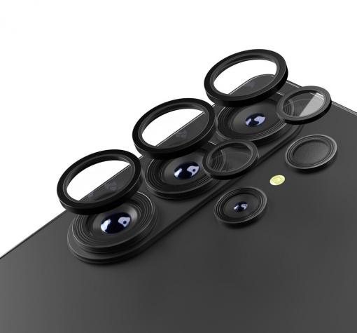 Високо качествен протектор Etteri с метални рингове за задна камера за Samsung Galaxy S26 Ultra - черен