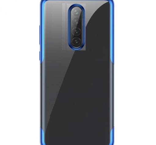 Луксозен силиконов калъф / гръб / TPU за Xiaomi Redmi 8 - прозрачен / син кант — снимка 2