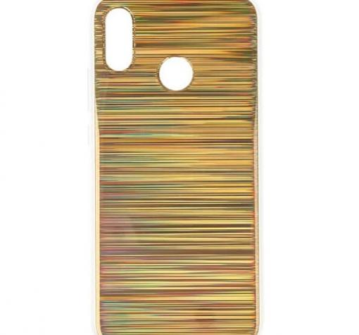 Луксозен твърд гръб със силиконов кант за Huawei P20 Lite - златист / холограма