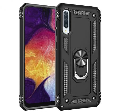 Силиконов гръб Spigen със стойка и магнитно захващане за Apple iPhone XR - черен