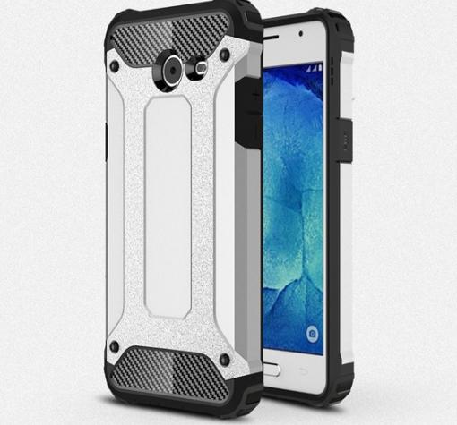 Силиконов гръб TPU Spigen Hybrid с твърда част за Samsung Galaxy J7 2017 J730 - сребрист