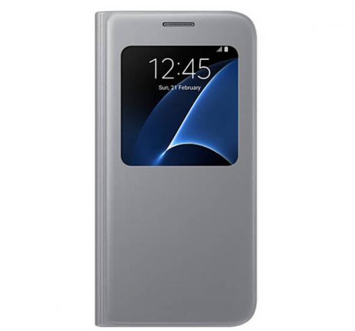 Оригинален калъф S View Cover EF-C930PB за Samsung Galaxy S7 G930 - сребрист