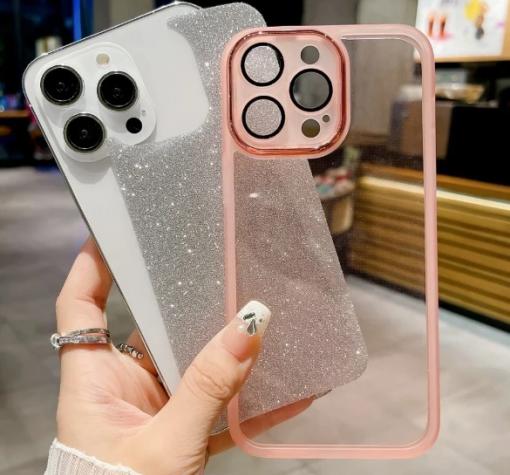 Луксозен силиконов калъф / кейс / Sparkle Case TPU за Apple iPhone 15 Pro Max (6.7) - розов / брокат — снимка 2