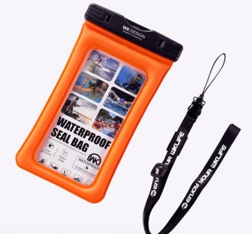 Универсален водоустойчив калъф Waterproof WK WT-Q01OR за мобилен телефон (L) - оранжев