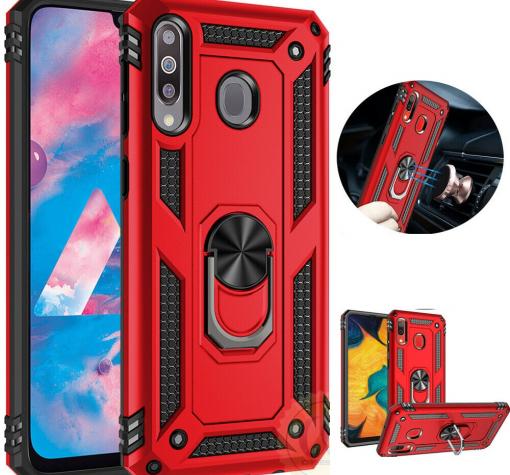 Силиконов гръб Spigen със стойка и магнитно захващане за Huawei Y7 2019 - червен