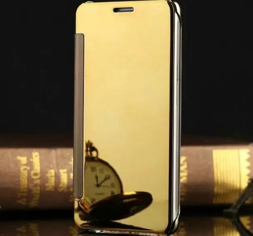 Луксозен калъф Clear View Cover с твърд гръб за Huawei Honor 8 Lite - златист