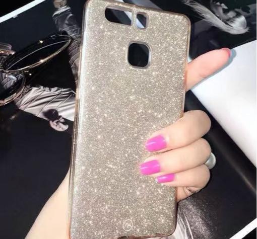 Луксозен ултра тънък силиконов калъф / гръб / TPU Ultra Thin FSHANG за Huawei P9 - златист / брокат