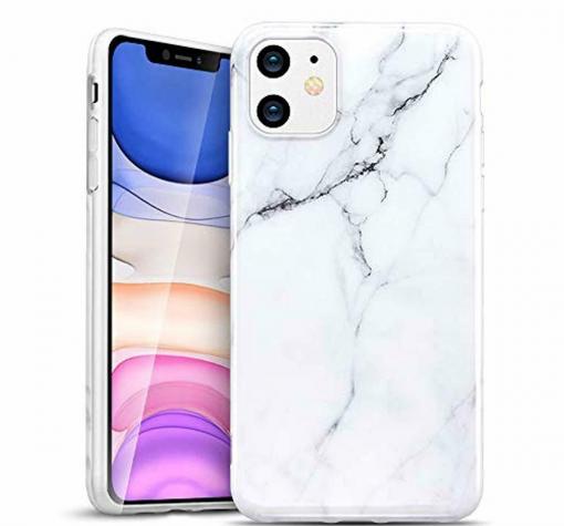 Луксозен твърд гръб за Apple iPhone 11 6.1" - бял / мрамор