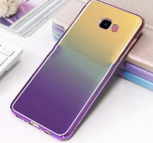 Силиконов калъф / гръб / TPU за Samsung Galaxy J6 2018 - преливащ / златисто и лилаво