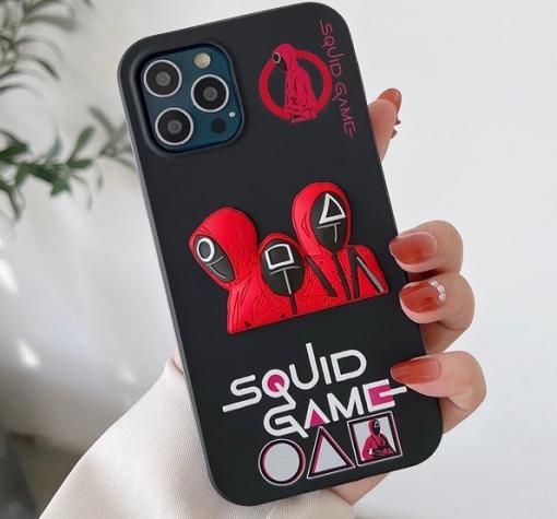 Луксозен гръб / кейс / Squid Game case за Apple iPhone 12 / 12 Pro 6.1'' - черен / тъмно синя рамка