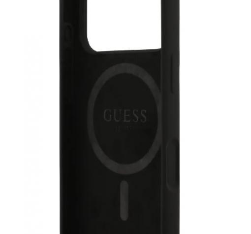 Оригинален силиконов калъф / гръб / GUESS Liquid Silicone Triangle Logo с безжично зареждане MagSafe кейс за Apple iPhone 17 Pro (6.3) - черен — снимка 3