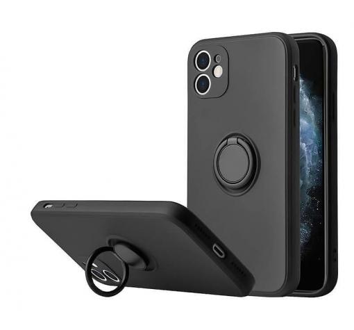 Силиконов твърд гръб TPU кейс / Case Magnetic Finger Ring Car Holder / за Apple iPhone 14 (6.1) - черен