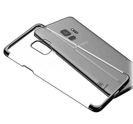 Луксозен твърд гръб Baseus Glitter Case за Samsung Galaxy S9 G960 - прозрачен / черен кант — снимка 3