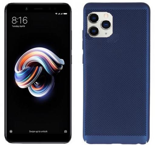 Луксозен твърд гръб за Apple iPhone 11 6.1" - син / Grid