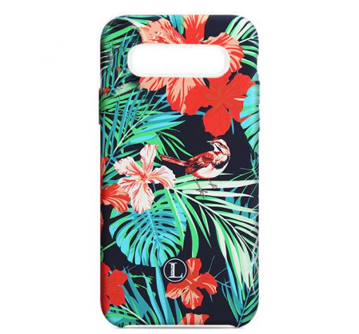 Силиконов калъф / гръб / TPU LUXO за Samsung Galaxy S10 - черен / цветя