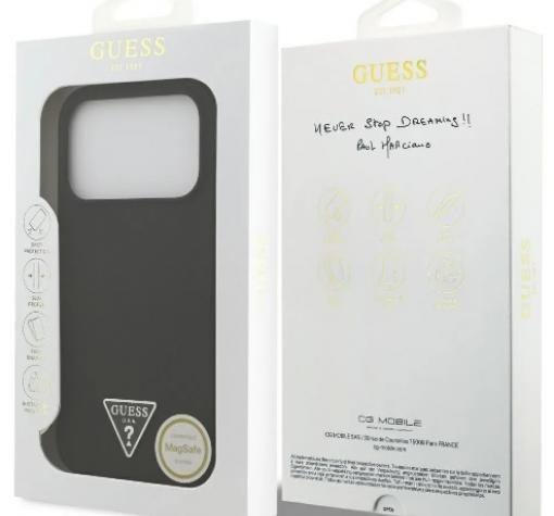 Оригинален силиконов калъф / гръб / GUESS Liquid Silicone Triangle Logo с безжично зареждане MagSafe кейс за Apple iPhone 17 Pro (6.3) - черен — снимка 4