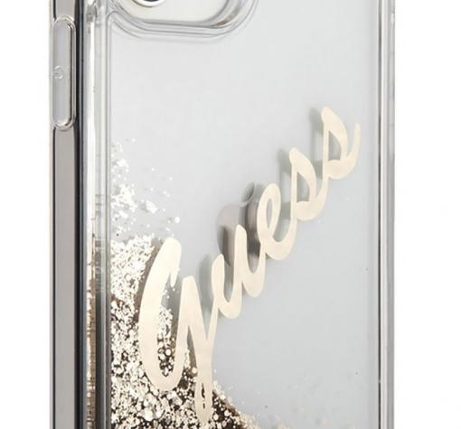 Луксозен гръб 3D Guess Glitter Case за Apple iPhone 12 Pro Max 6.7" - златист надпис / златист брокат — снимка 2