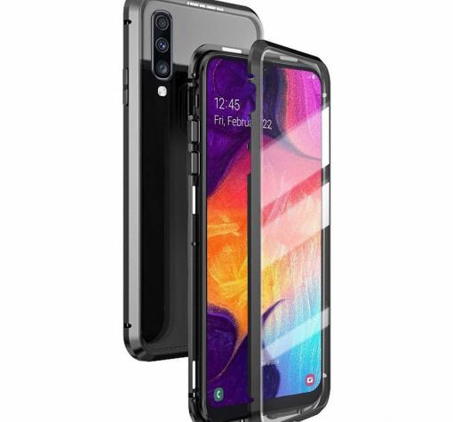 Магнитен калъф Bumper Case 360° FULL за Samsung Galaxy A50 / A50S / A30S - прозрачен / черна рамка