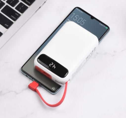 Универсална външна батерия HOCO J40 Power Bank 10000mAh / Universal HOCO J40 Power Bank 10000mAh - Бяла — снимка 3