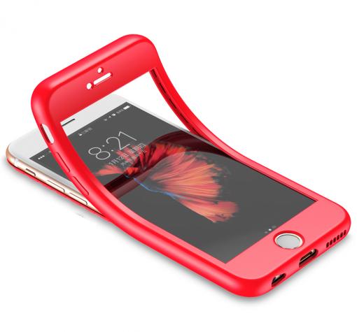Луксозен силиконов калъф / гръб / TPU 360° за Apple iPhone XR - червен / лице и гръб