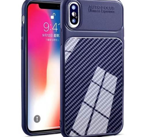 Луксозен силиконов калъф / гръб / TPU Auto Focus за Apple iPhone XS MAX - тъмно син / Carbon