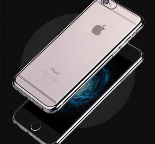 Оригинален силиконов калъф / гръб / TPU G-Case Plating за Apple iPhone 7 Plus / iPhone 8 Plus - прозрачен / черен кант