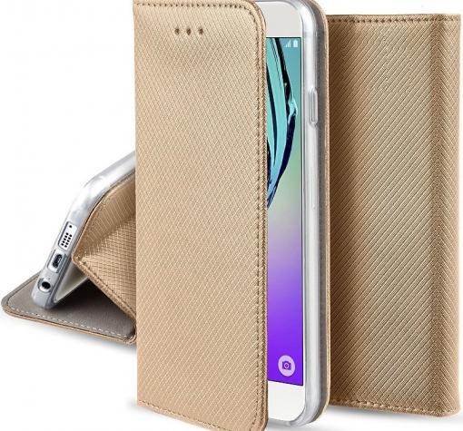 Кожен калъф Magnet Case със стойка за Apple iPhone 7 / iPhone 8 - златист