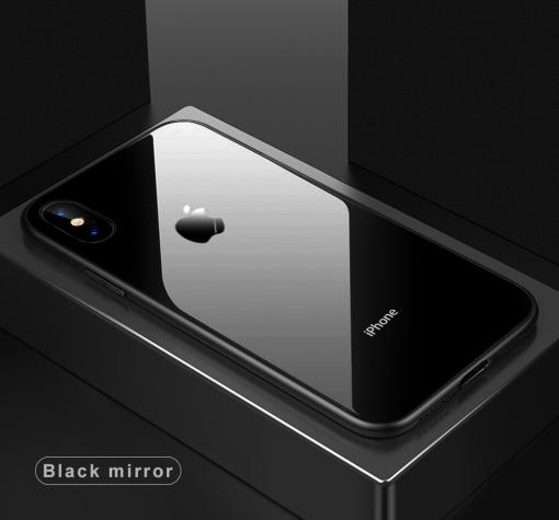 Луксозен стъклен твърд гръб за Apple iPhone X - черен — снимка 2