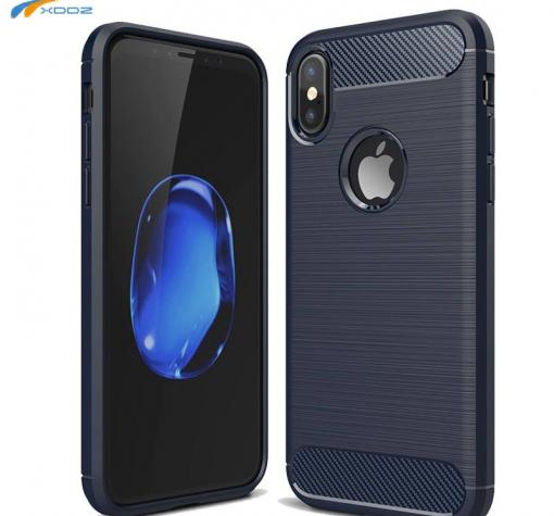 Силиконов калъф / гръб / TPU за Apple iPhone X - тъмно син / carbon