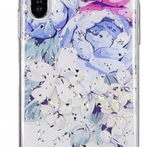 Луксозен силиконов калъф / гръб / TPU за Samsung Galaxy A7 2018 A750F - Далия / блестящи частици