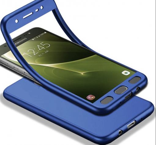Луксозен силиконов калъф / гръб / TPU 360° за Samsung Galaxy J4 Plus 2018 - син / лице и гръб