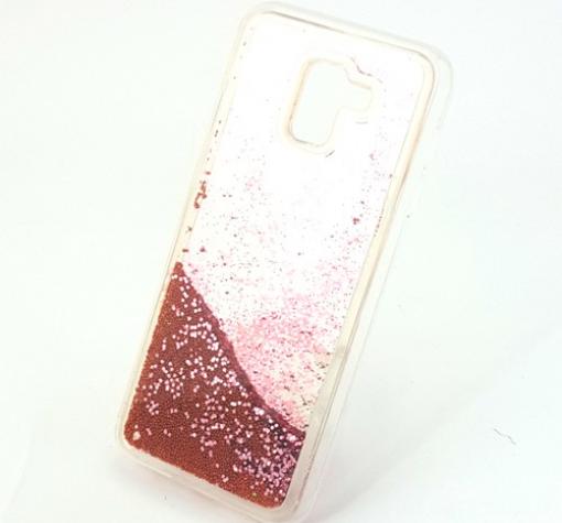 Луксозен твърд гръб 3D за Samsung Galaxy J6 2018 - прозрачен / брокат и топчета / Rose Gold — снимка 2