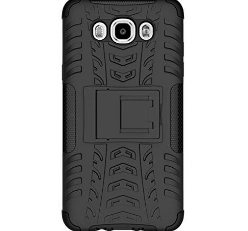 Силиконов гръб TPU Hybrid Armored с твърда част и стойка за Samsung Galaxy J7 2016 J710 - черен — снимка 2