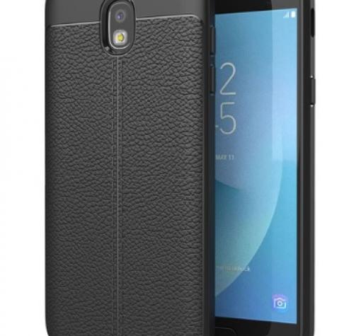 Луксозен силиконов калъф / гръб / TPU Auto Focus 360° + Nano Glass Protector за Samsung Galaxy J7 2017 J730 - черен / имитиращ кожа / лице и гръб