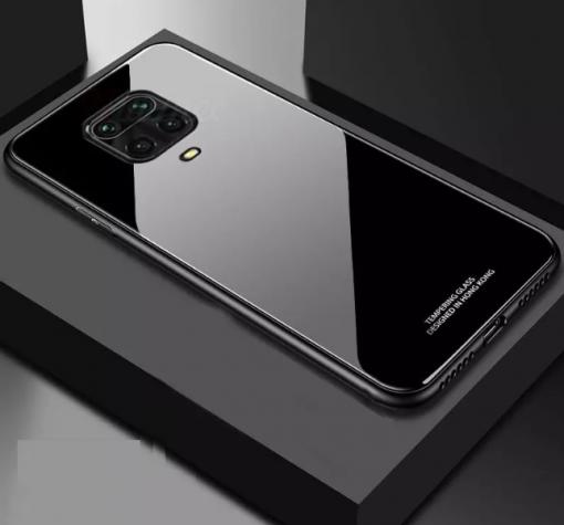 Луксозен стъклен твърд гръб за Xiaomi Redmi Note 9s / Note 9 Pro – черен