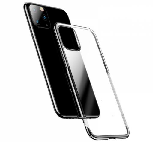 Луксозен твърд гръб Baseus Glitter Clear Case за Apple iPhone 11 6.1 - прозрачен / черен кант — снимка 2
