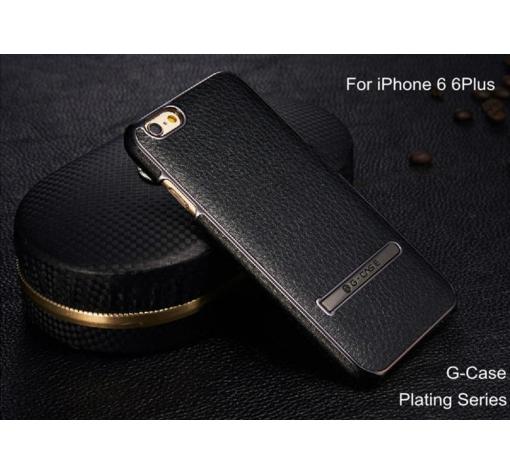 Луксозен тънък гръб / капак / G-Case Plating Series Leather Case за Apple iPhone 6 / 6S - черен / кожен — снимка 2