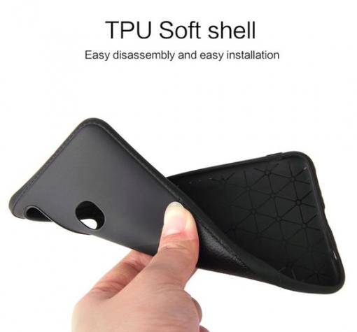 Луксозен силиконов калъф / гръб / TPU за Huawei P30 Lite - черен / имитиращ кожа — снимка 2