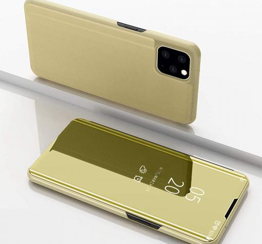Луксозен калъф Clear View Cover с твърд гръб за Apple iPhone 11 Pro Max 6.5'' - златист