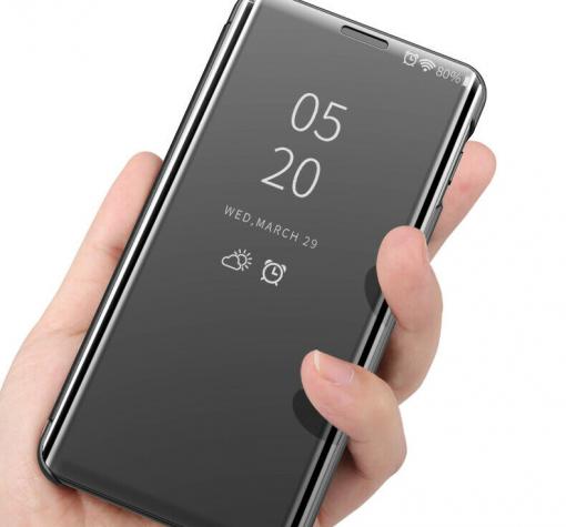 Луксозен калъф Clear View Cover с твърд гръб за Xiaomi Mi A3 - черен — снимка 3