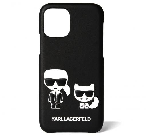 Оригинален кожен гръб Karl Lagerfeld за Apple iPhone 12 Pro Max 6.7" - черен