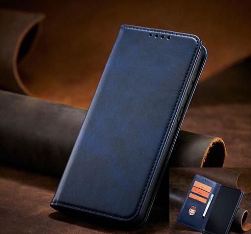 Кожен калъф Flip тефтер Magnetic Book със стойка за Samsung Galaxy A37 - тъмносин